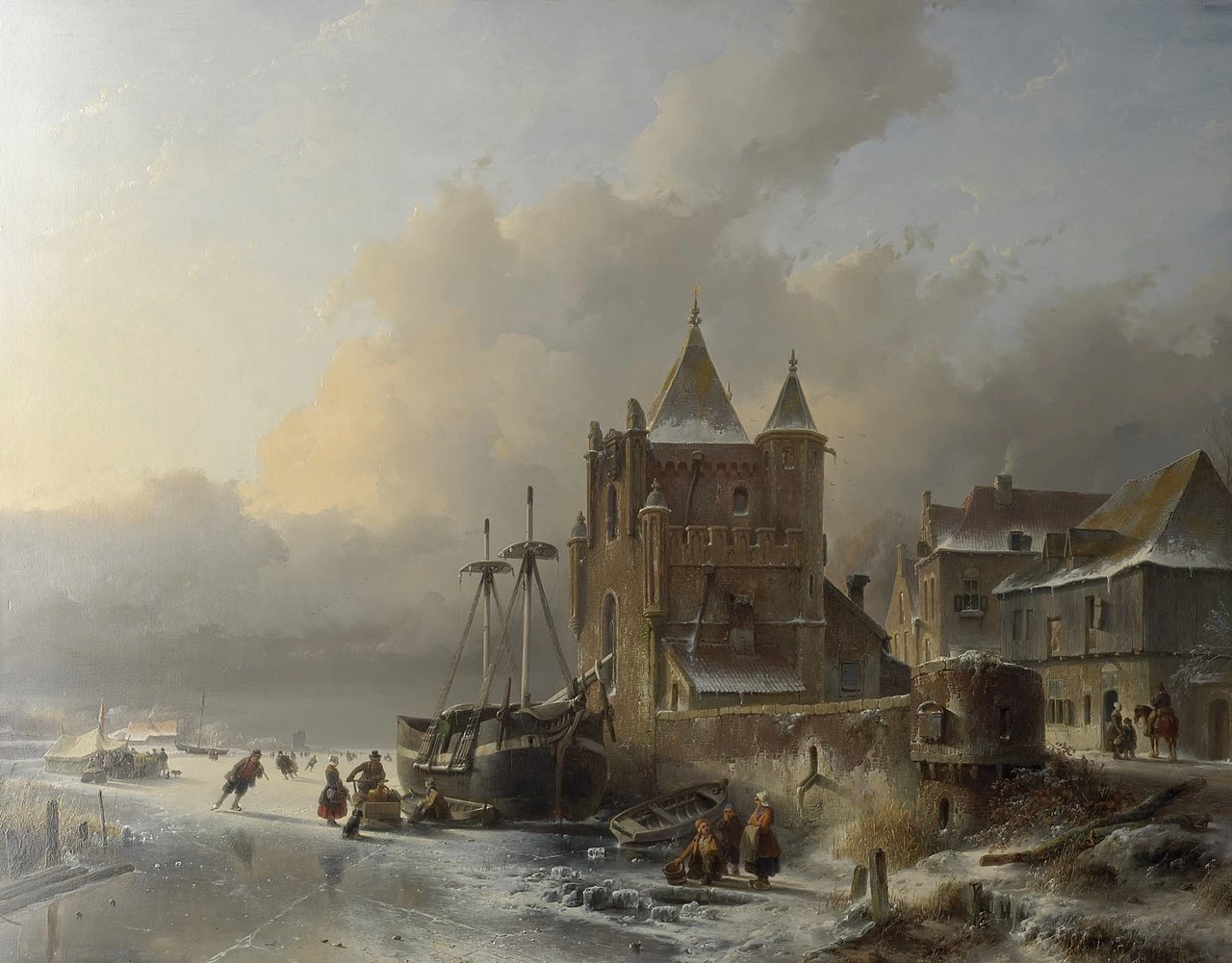 Fiume ghiacciato con pattinatori - Musée d'art de la ville de Luxembourg